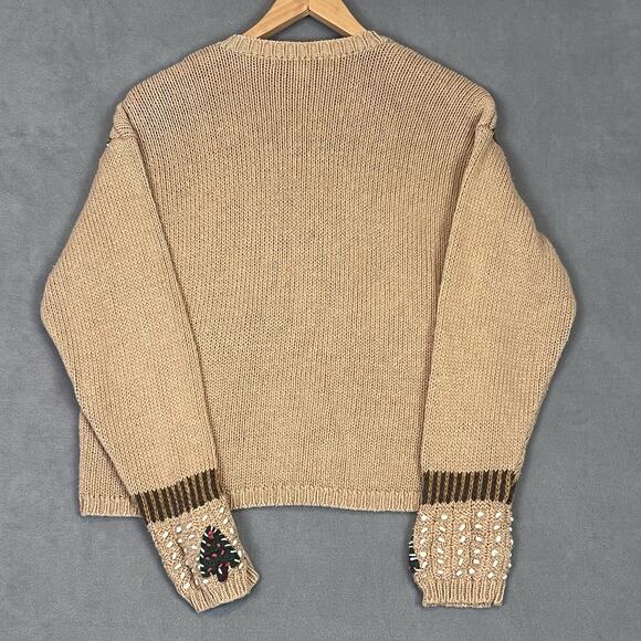 Samantha Taylor Cardigan Sweater Sz L Cottagecore Snowman Winter Holiday VTG - Picture 5 of 9